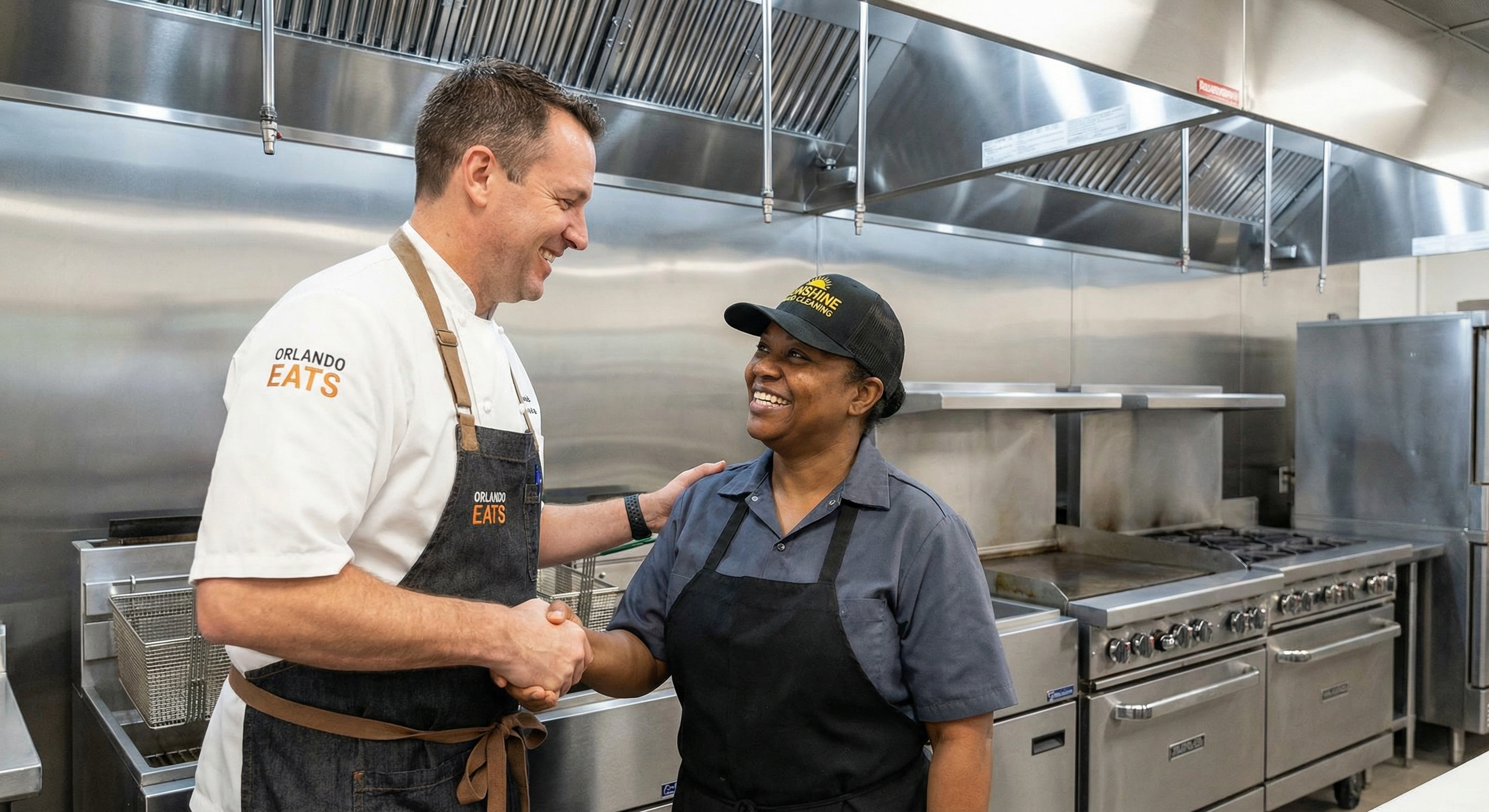 Commercial kitchen exhaust system being professionally cleaned in Tampa