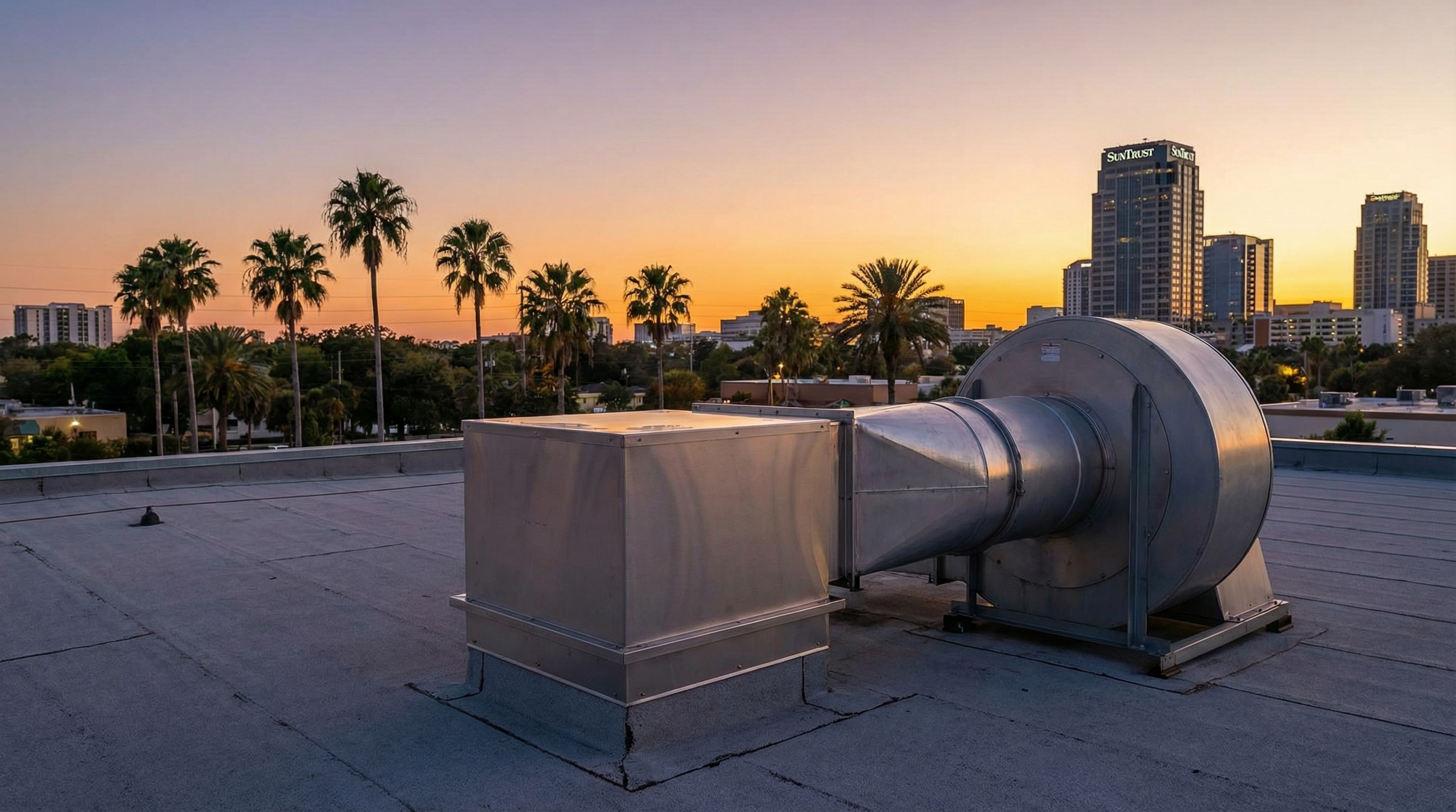 Rooftop grease containment system on an Tampa restaurant roof